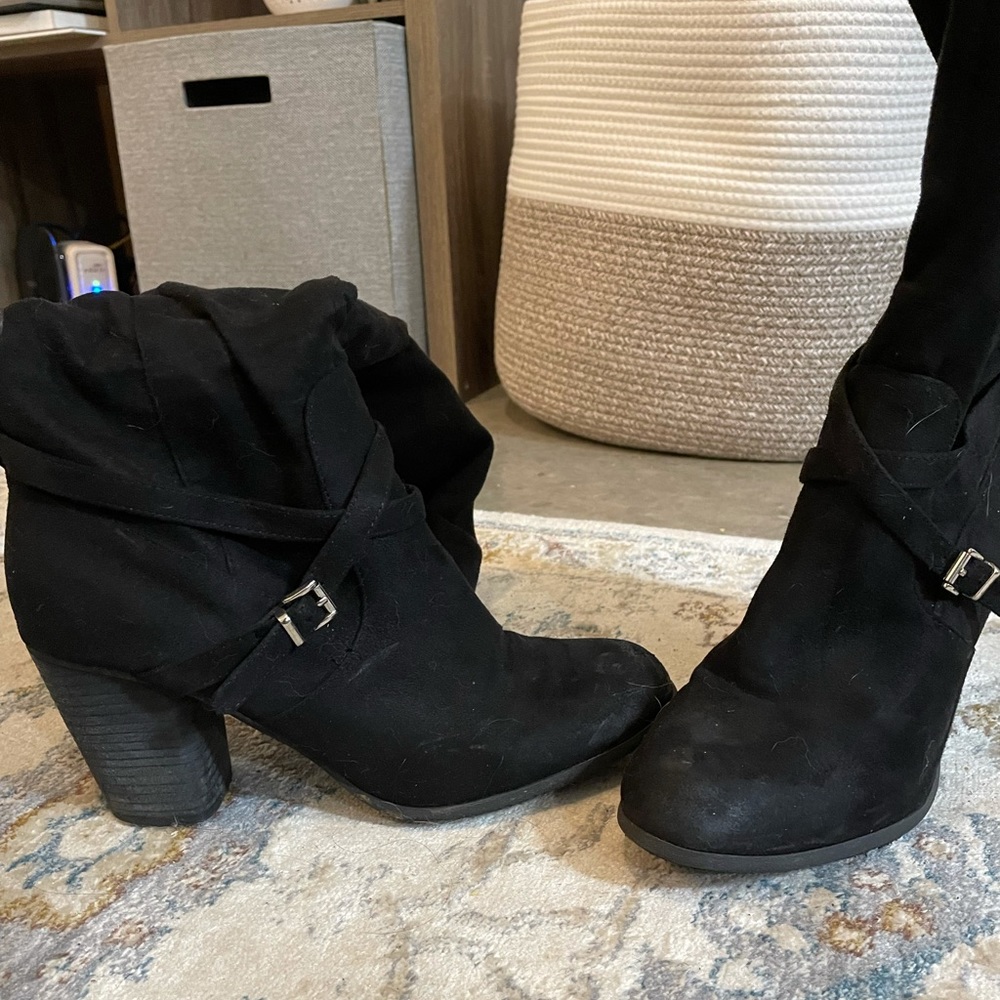Black Suede Knee High Boots